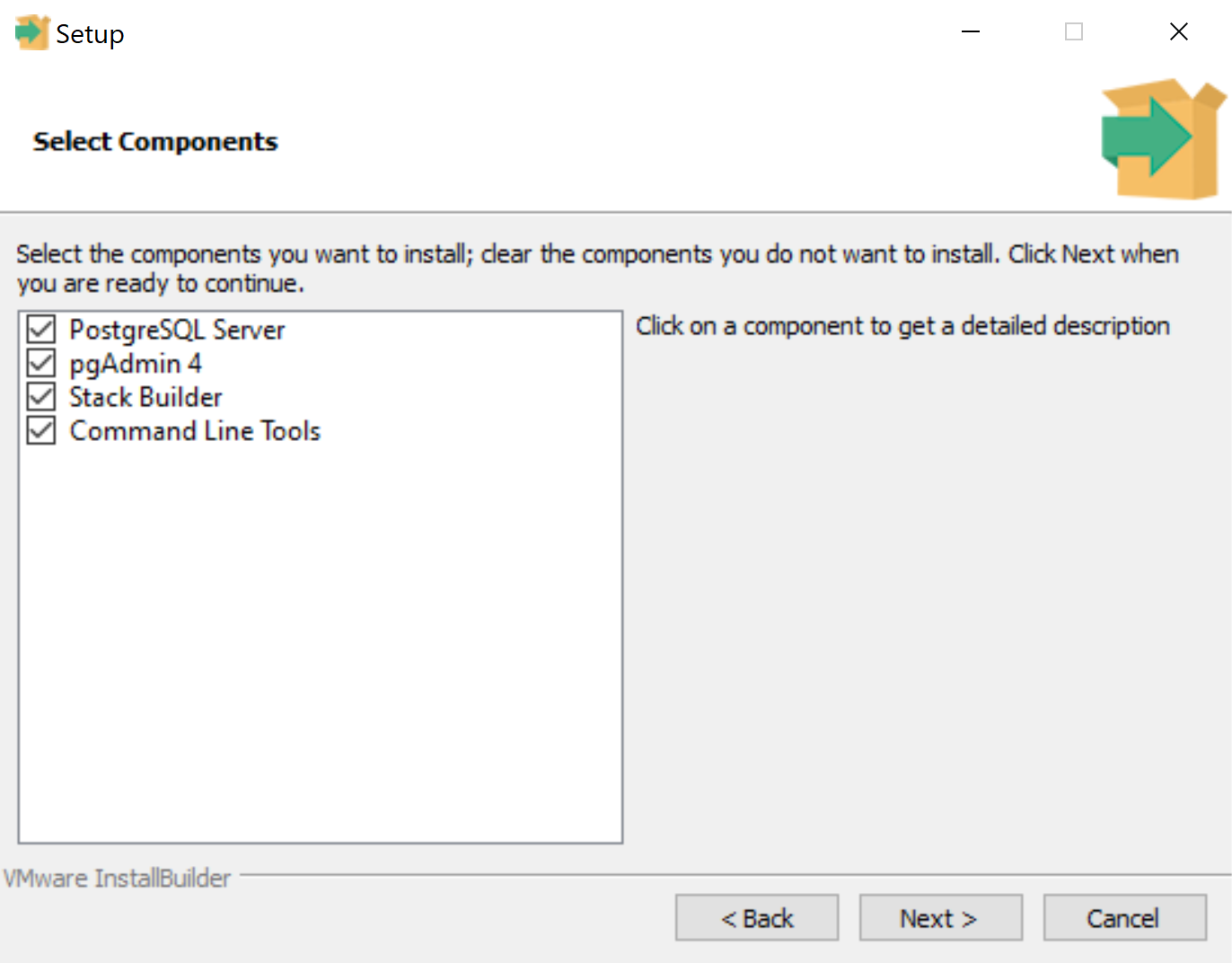 PostgreSQL installation: components